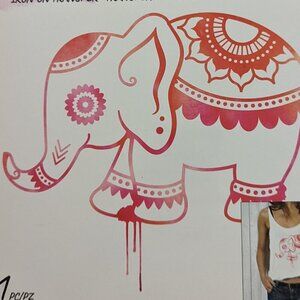 NWT Red Ombre Indian Elephant T-Shirt Iron On Transfer My Vibes Summer DIY Craft